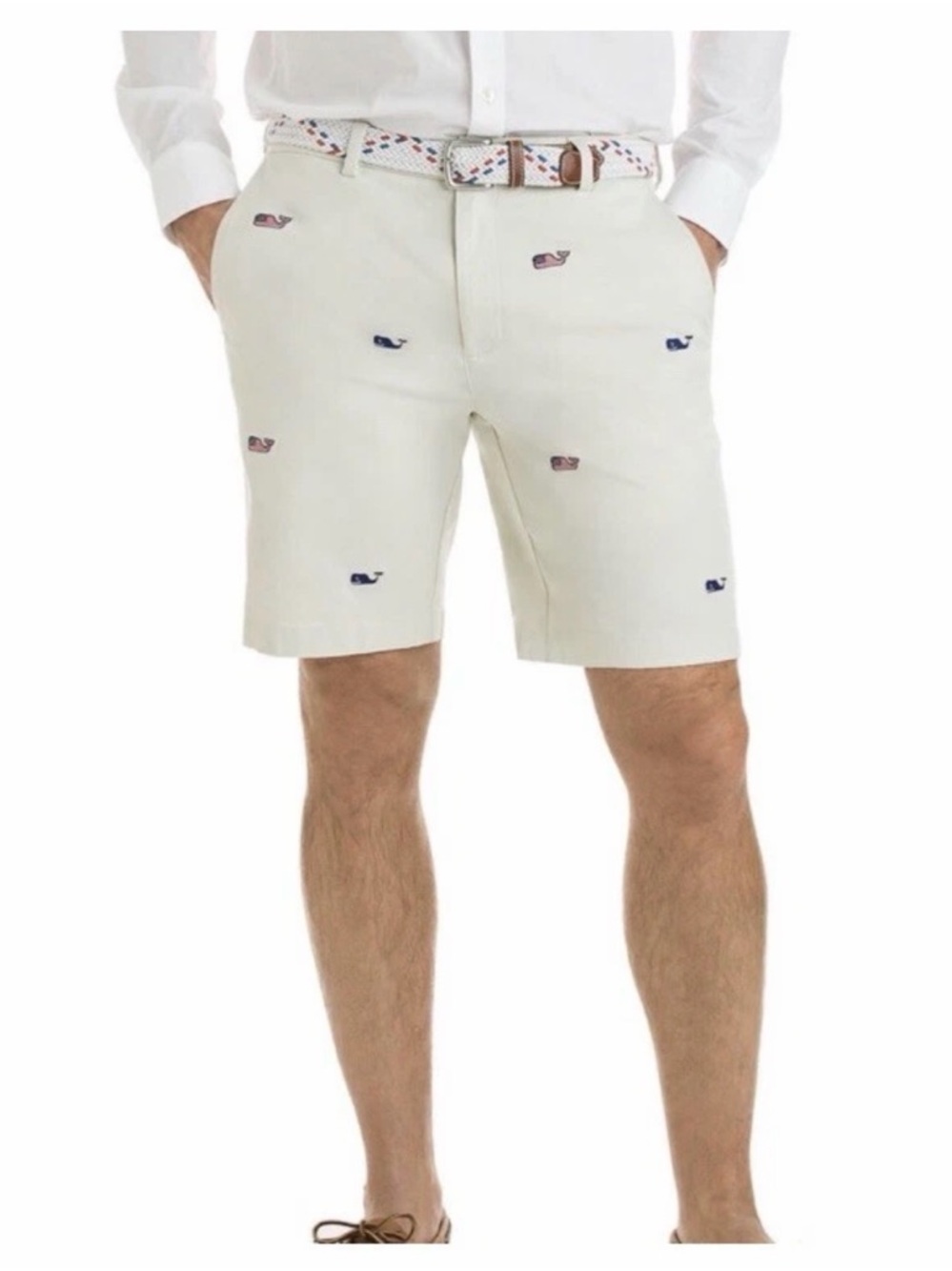 Vineyard Vines Men's Nautical Breaker Shorts American Flag Whales 38W